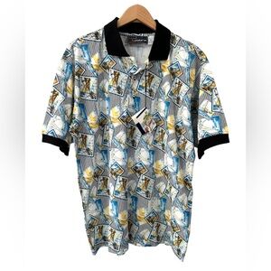 Vintage Como Sport men’s golf polo shirt Large made in Italy nautical cotton NWT